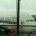 A380 der Singapore-Airline. Nicht unser Flieger, wir fliegen zurück mit eine B777.