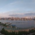 Blick am Abend von der Waterfront New Jersey auf Manhatten